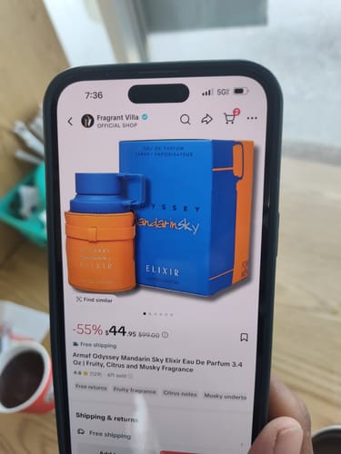 Customer photo review of Armaf Odyssey Mandarin Sky Elixir Eau de Parfum for Unisex – 3.4 oz / 100 ml