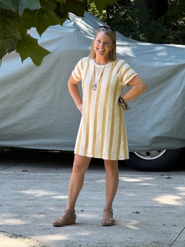 Customer photo review of Striped Terry Tunic Dress