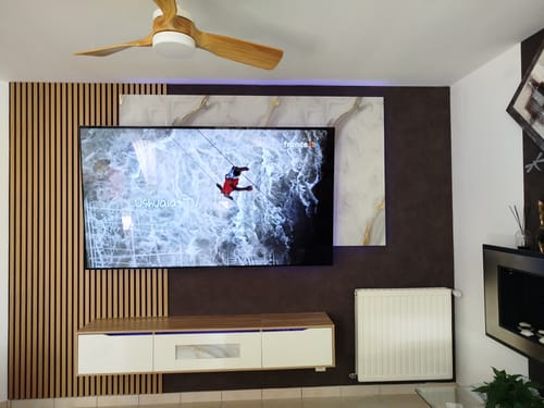 Customer photo review of Panneau Mural PVC Imitation Marbre Doré - Facile A poser