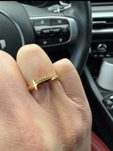 Customer photo review of Christian Gifts-Let God Be In Control Golden Cross Ring, Gifts For Women