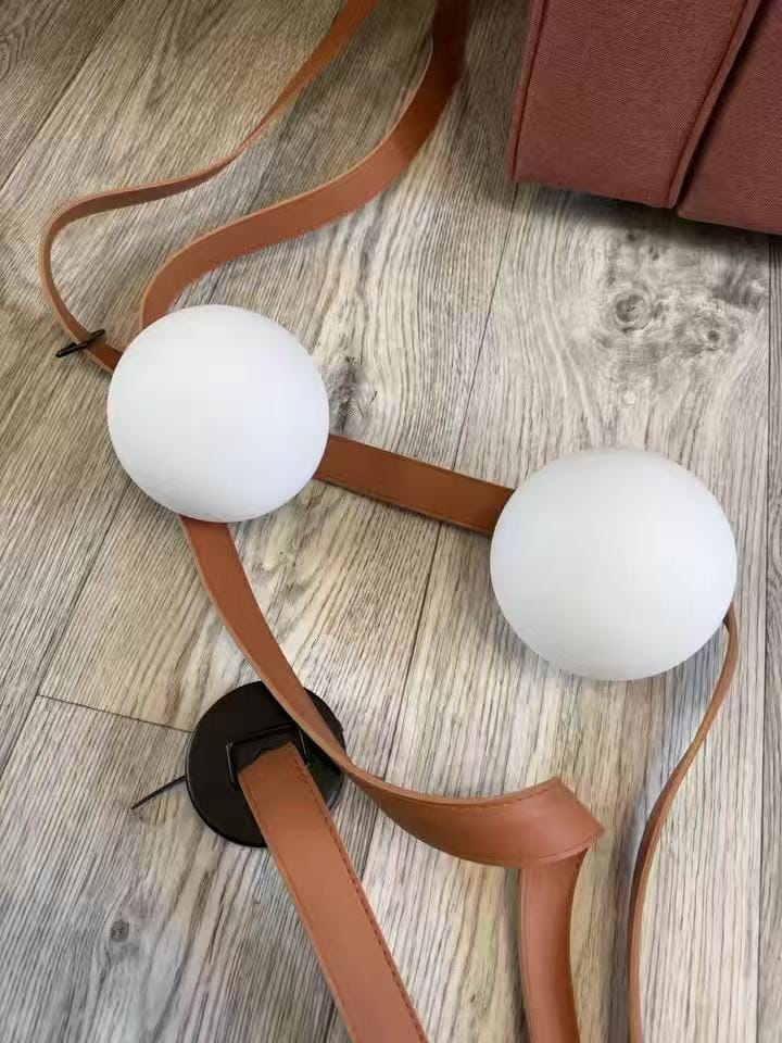 Customer photo review of WOMO Globe Leather Pendant Light-WM2311