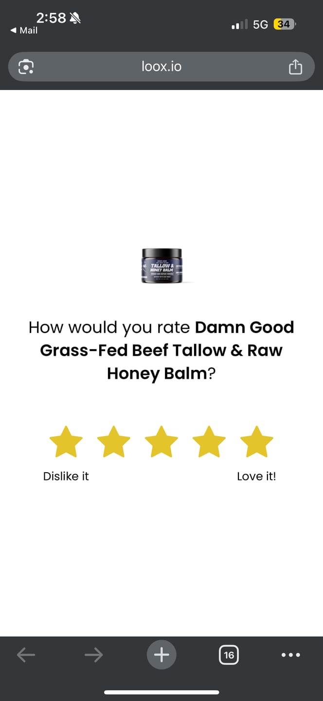 Customer photo review of Damn Good Grass-Fed Beef Tallow & Raw Honey Balm