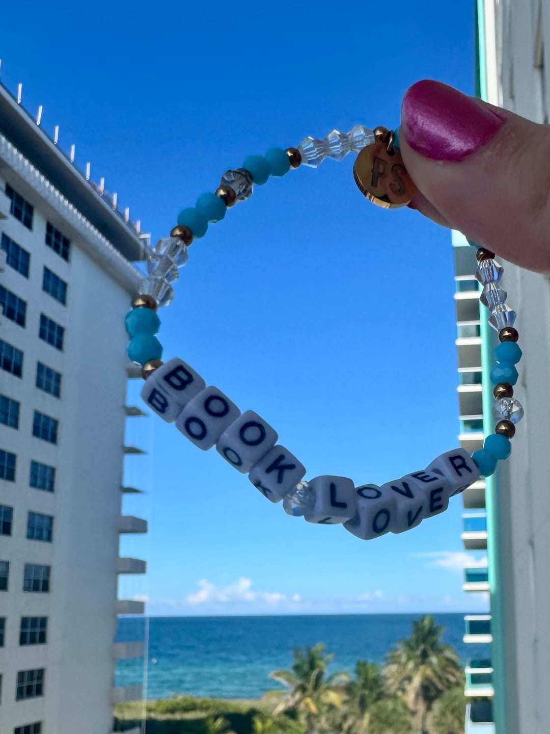 Customer photo review of book lover friendship bracelet
