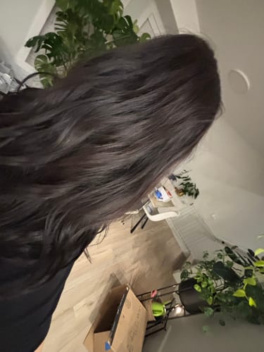 Customer photo review of Clip in Extensions 100% Remy Human Hair 7 Pieces Off Black (#1B)