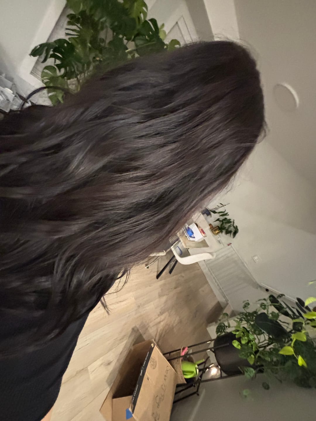Customer photo review of Clip in Extensions 100% Remy Human Hair 7 Pieces Off Black (#1B)