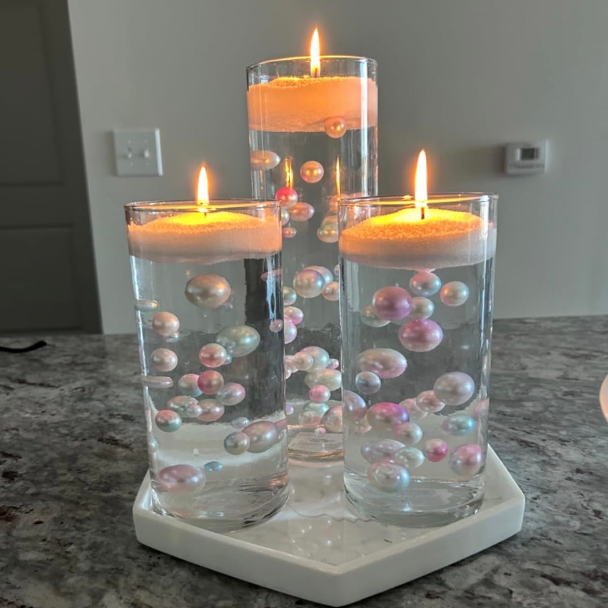 Customer photo review of Pearl Light Sand Candle
