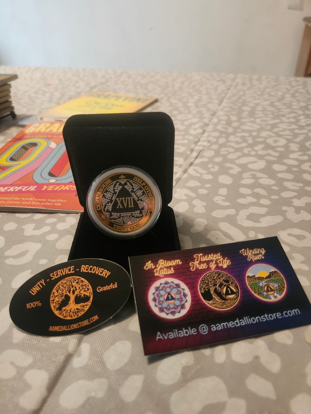 Customer photo review of 17 Year 40mm Gold & Silver AA Medallion - Bi-Plate Fancy Seventeen Year Chip/Coin