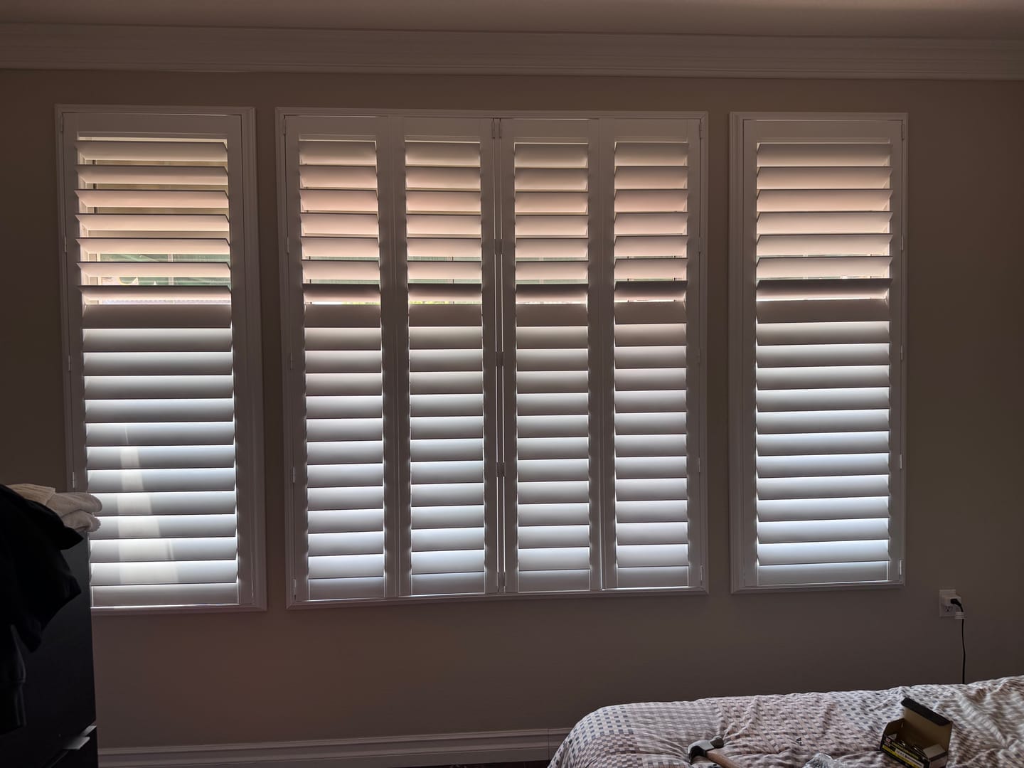 Customer photo review of Painted Wood Plantation Shutter