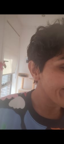 Customer photo review of 0.25ct TW Diamond Drop Huggies in 9ct Rose Gold