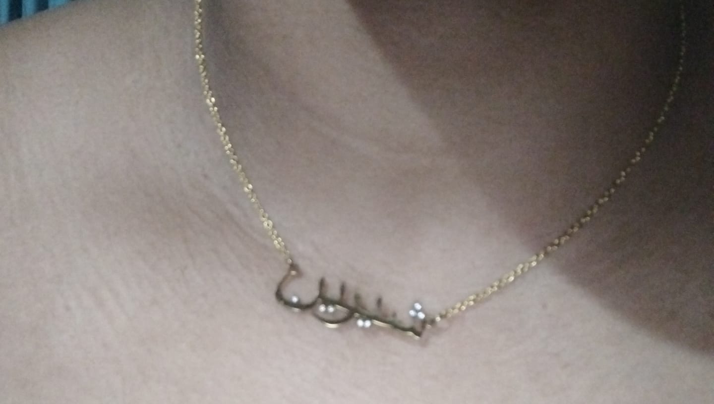 Customer photo review of ARABIC NAMES N-Z Part 2 I Tarnish Free | Stainless Steel I 18ct gold plated Cubic Zirconia I Necklace