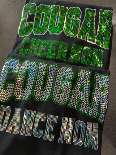 Customer photo review of Custom DOUBLE Line with Outline CURVED SPANGLE ( TWO TRANSFERS )