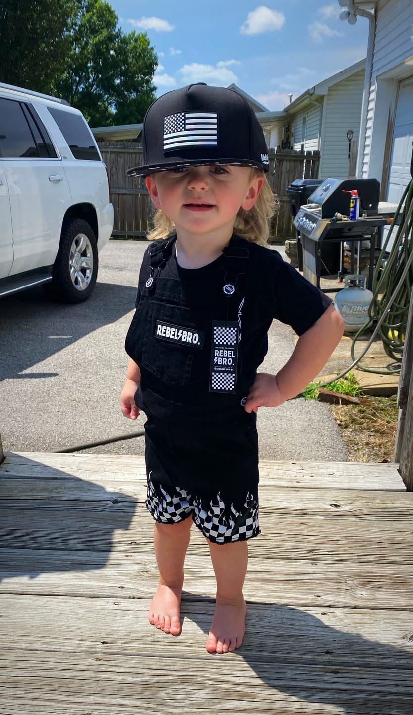 Customer photo review of Cut Off Overalls in Harley