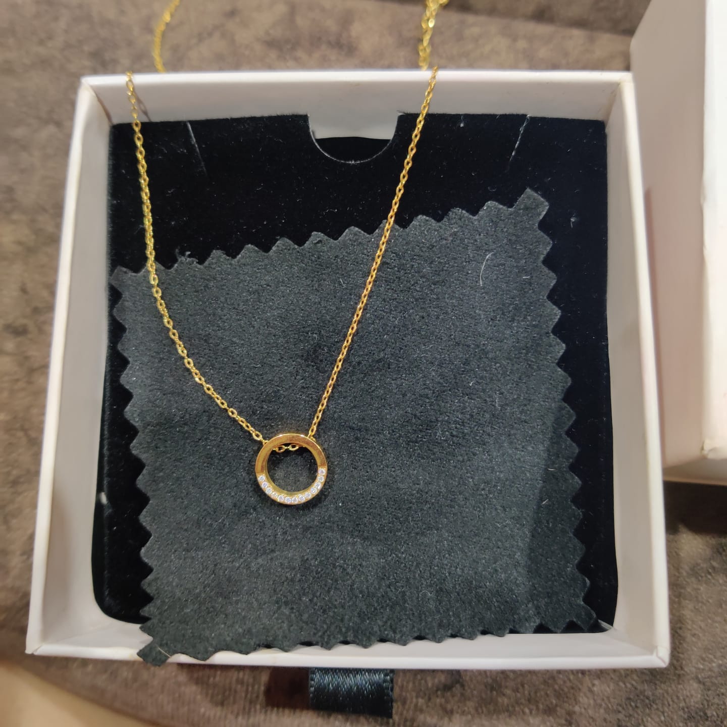 Customer photo review of Gold Halo Necklace