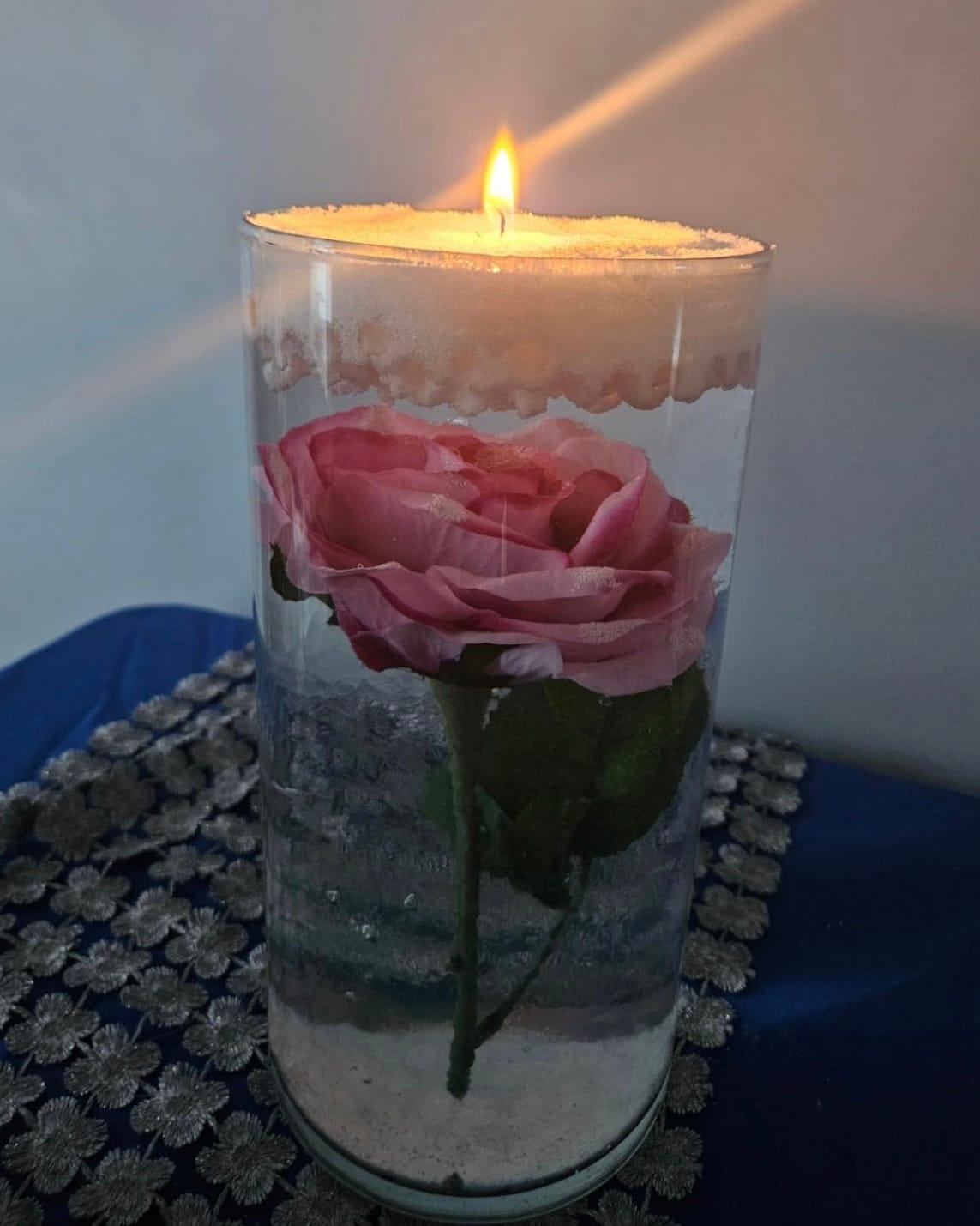 Customer photo review of Pearl Light Sand Candle
