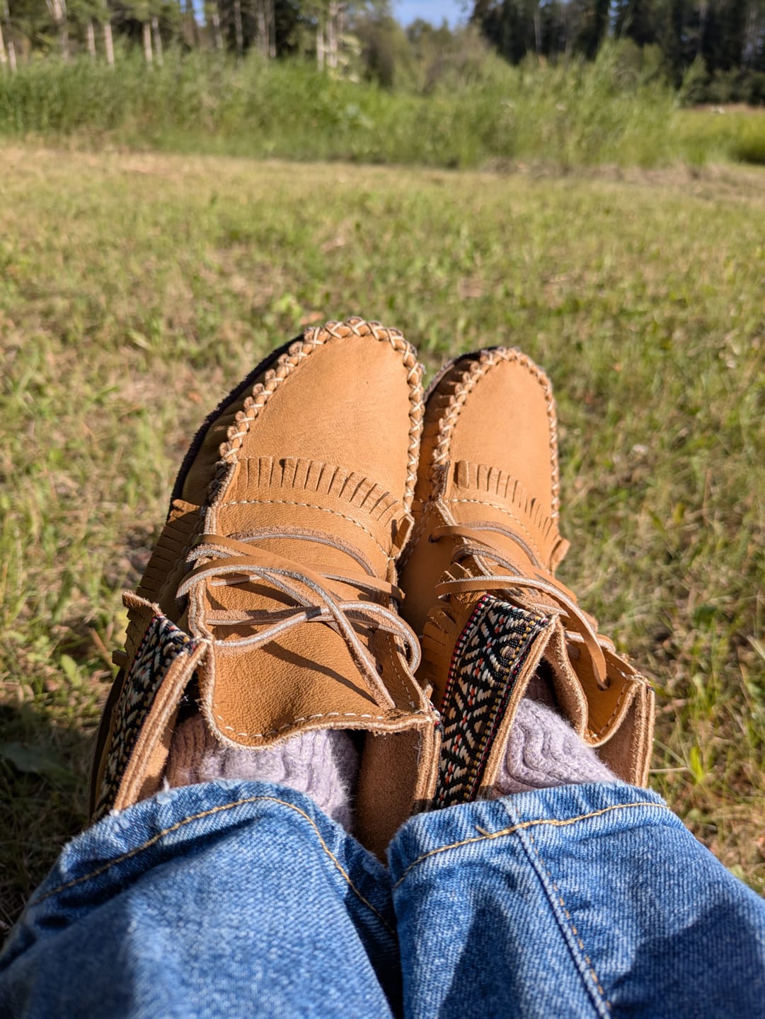 Customer photo review of Women's Earthing Moccasin Boots Moose Hide Leather
