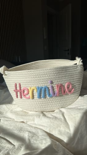 Customer photo review of Baby Knits™  Multicolor Personalized Knitted Basket