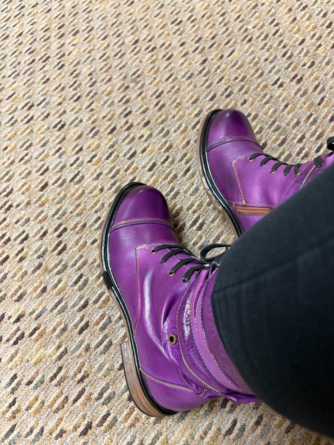 Customer photo review of Comfortable Genuine Leather Boots With Laces And Inside Zippers