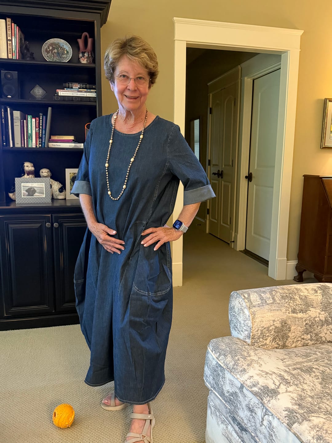 Customer photo review of Liberty Oversized Shift Dress, Denim