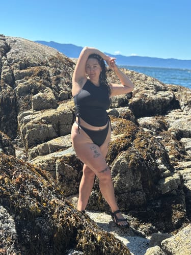 Customer photo review of High Waisted Bikini Bottoms - Black