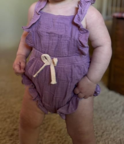 Customer photo review of Sofia Romper in Violet