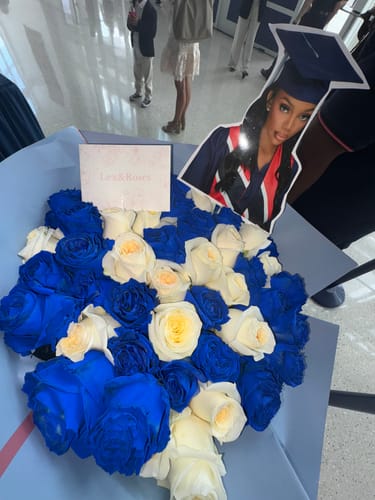 Customer photo review of Blue & White Rose Bouquet