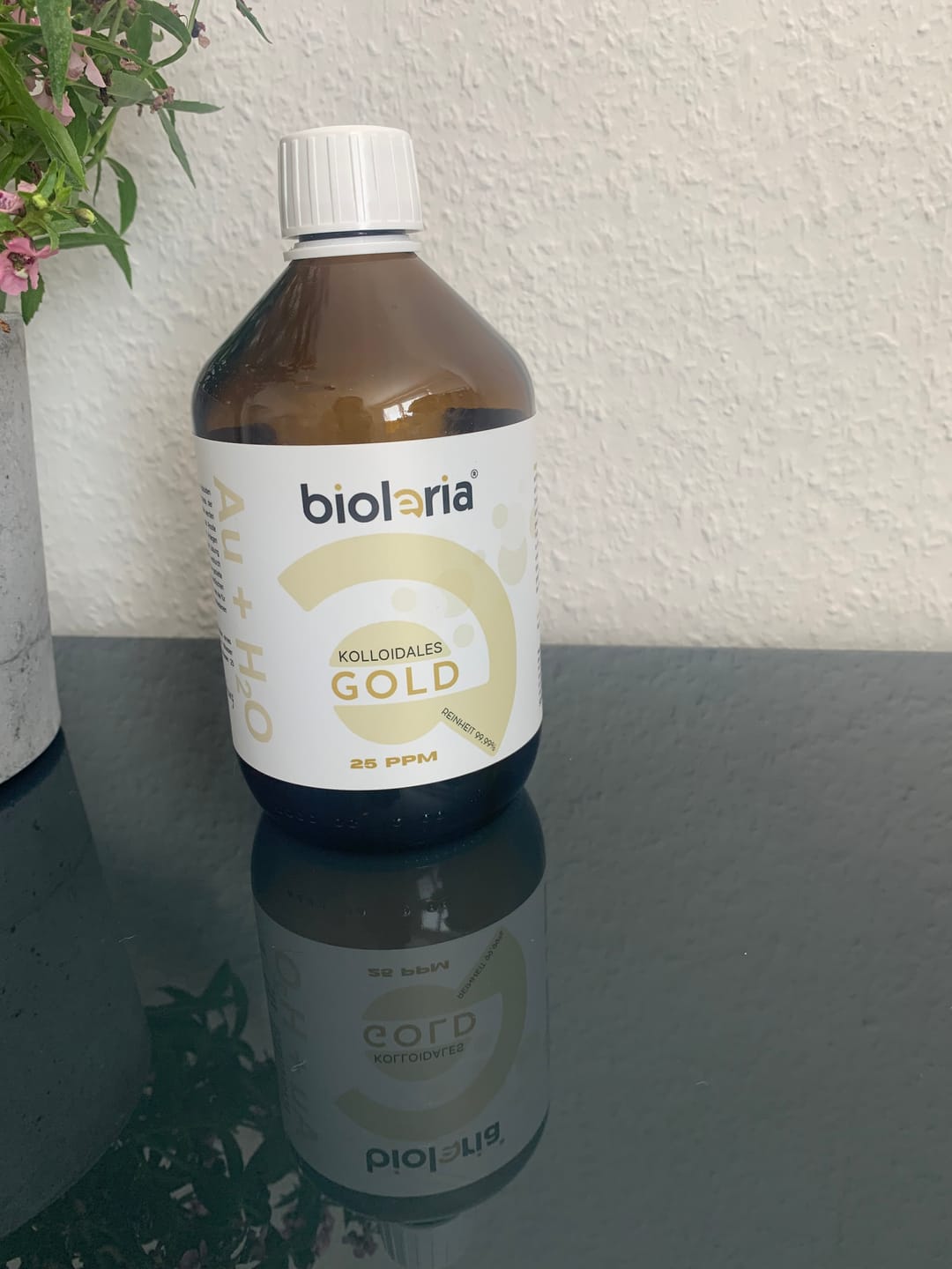 Customer photo review of Ionisch Kolloidales Gold 25 PPM - 999,9% Reinheit - 500ml