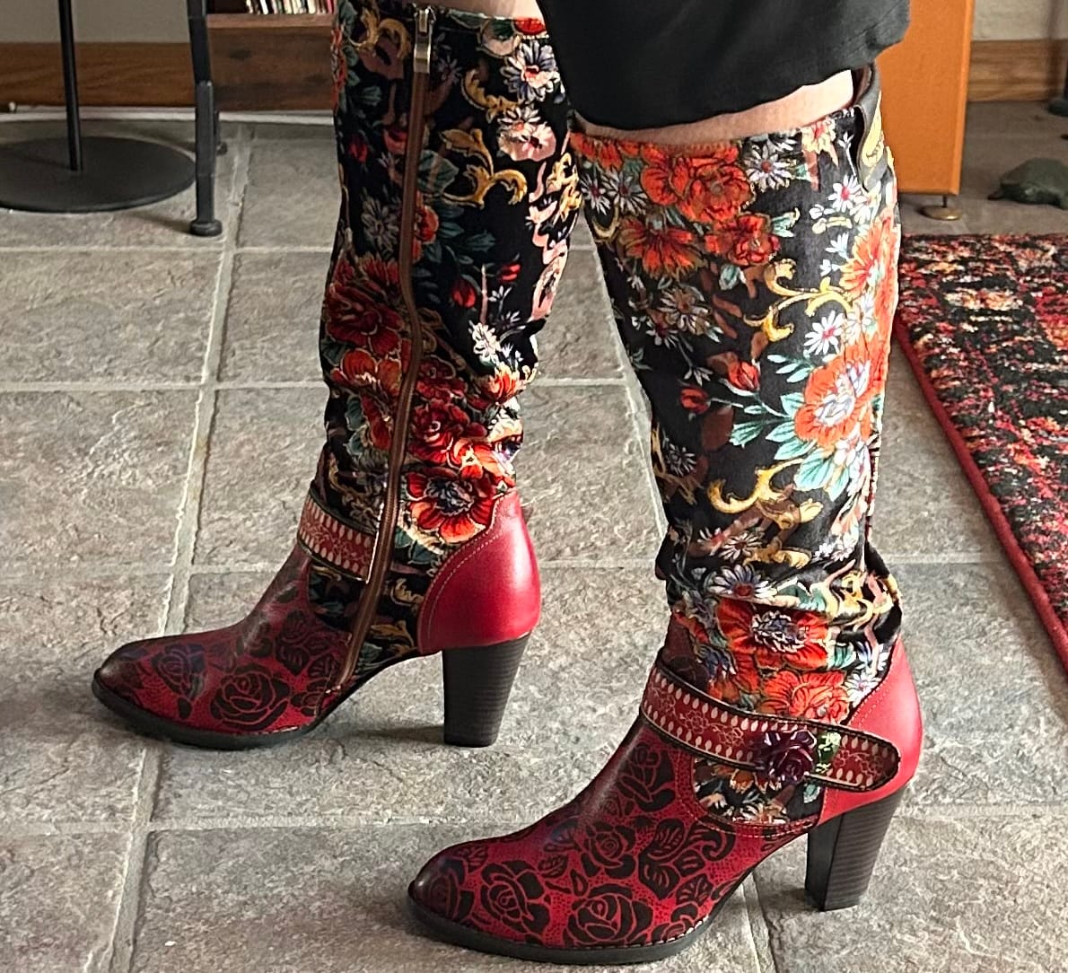 Customer photo review of Handmade Floral Embossed Embroidery Elegant Boots
