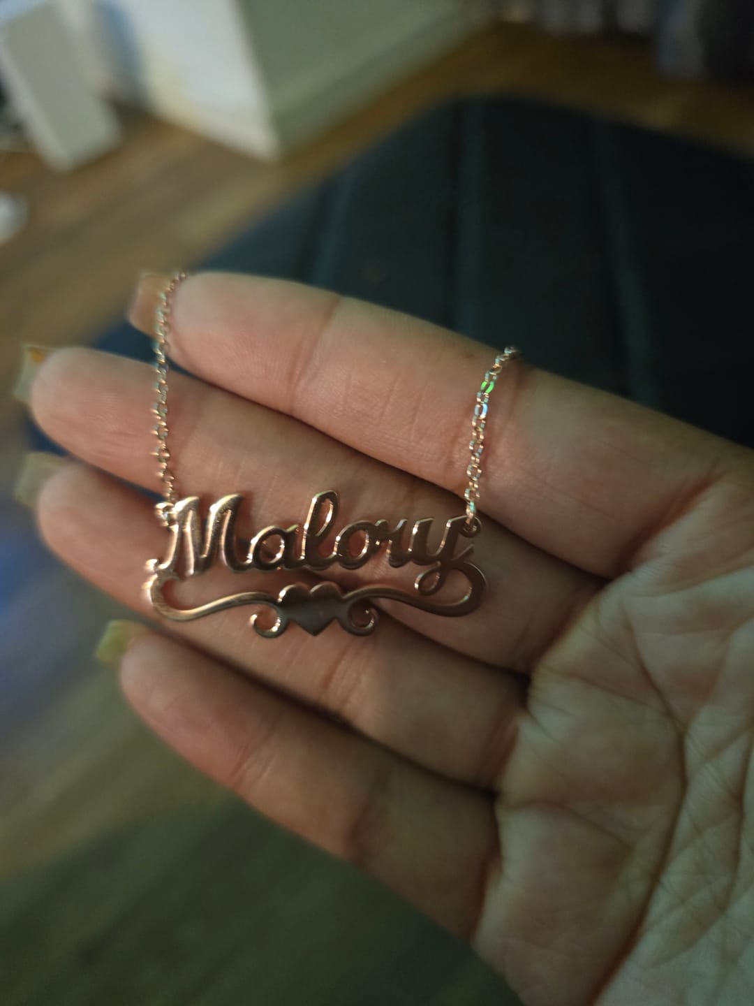 Customer photo review of Kids Love Heart Name Necklace