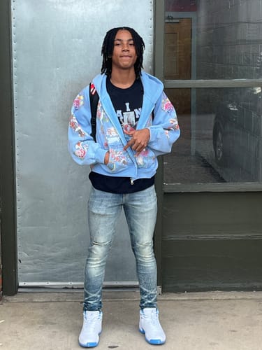 Customer photo review of Righteous Risen King Zip Up Hoodie Blue