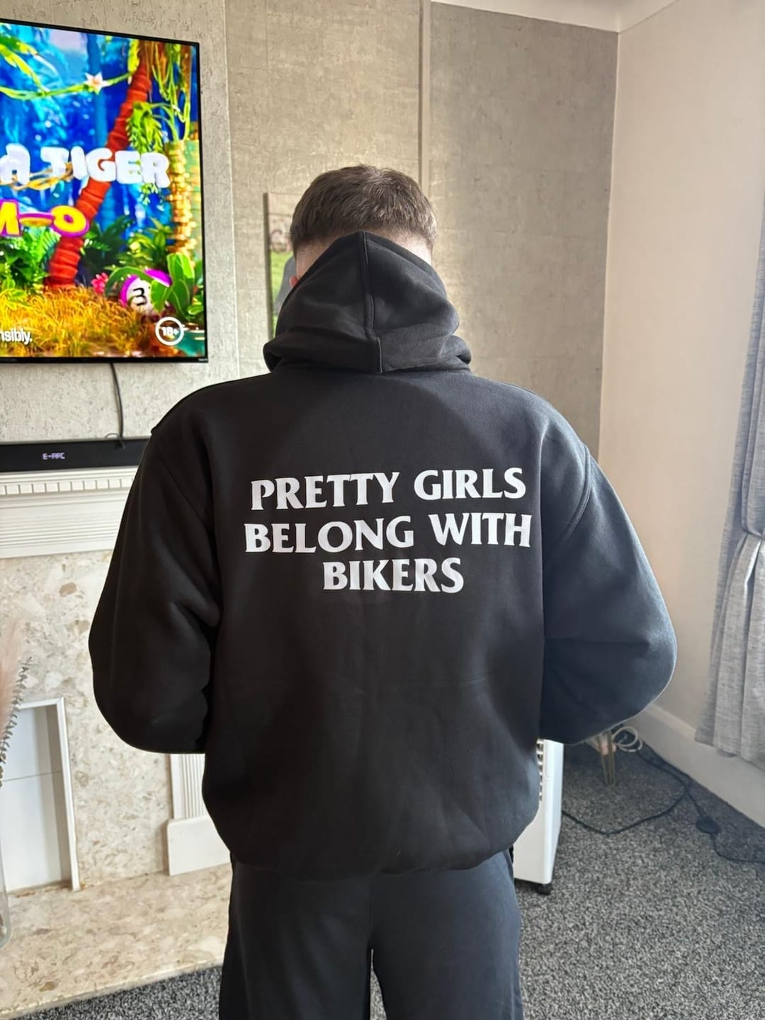 Customer photo review of "Pretty Girls Belong With Bikers" Kevlar Armoured Zip Hoodie