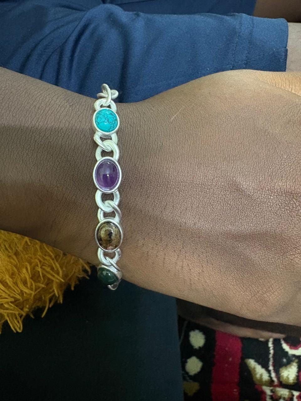Customer photo review of 7 Gemstones Chakra Balancing Bracelet,  Silver Plated, For Men