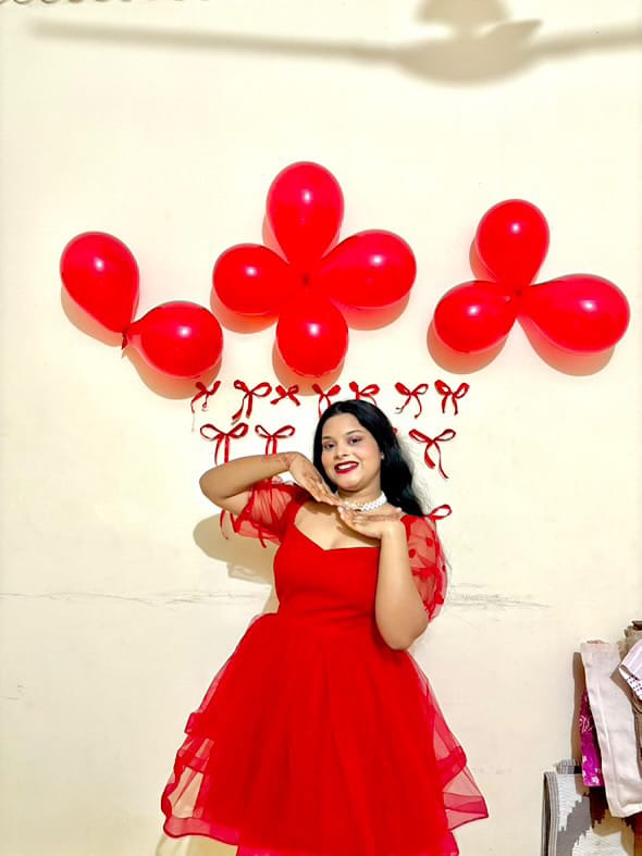 Customer photo review of RED LOVE SPELL DRESS