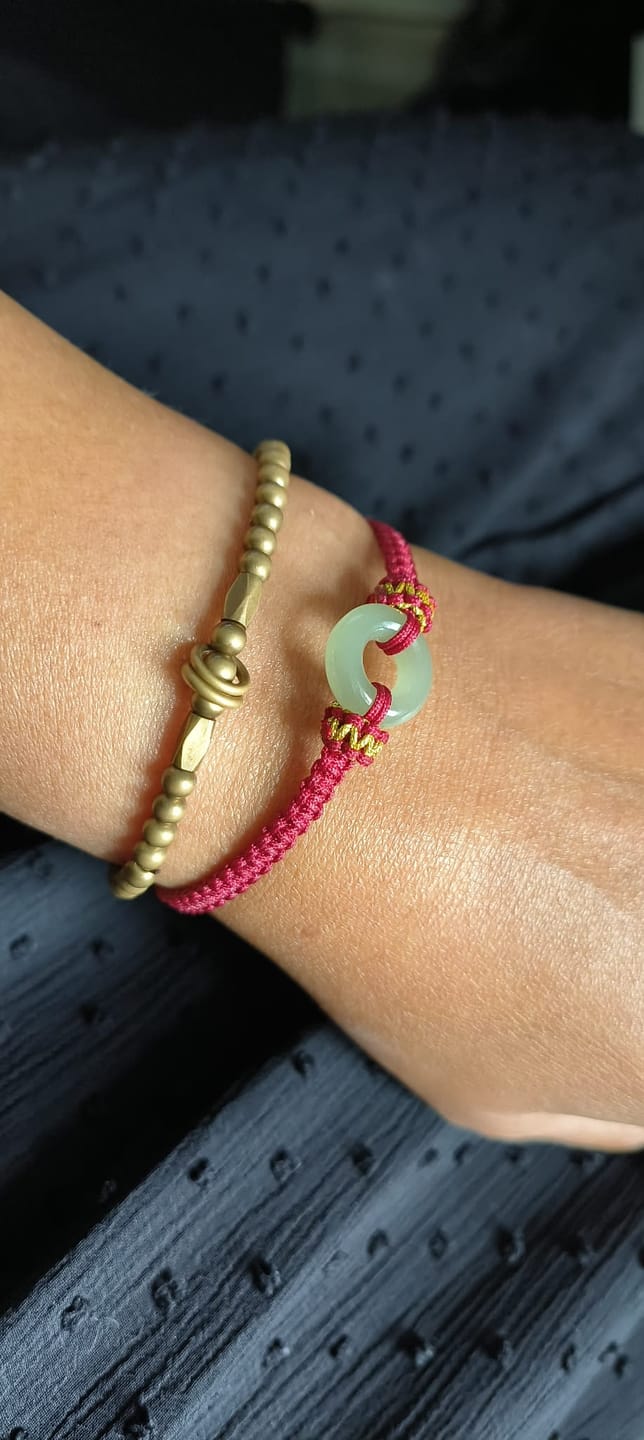 Customer photo review of Buddha Stones Peace Buckle Jade Abundance Braided Bracelet