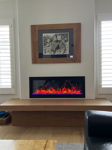 Customer photo review of Amantii Symmetry Bespoke 42'' Wall Mount / Recessed Linear Indoor/Outdoor Electric Fireplace