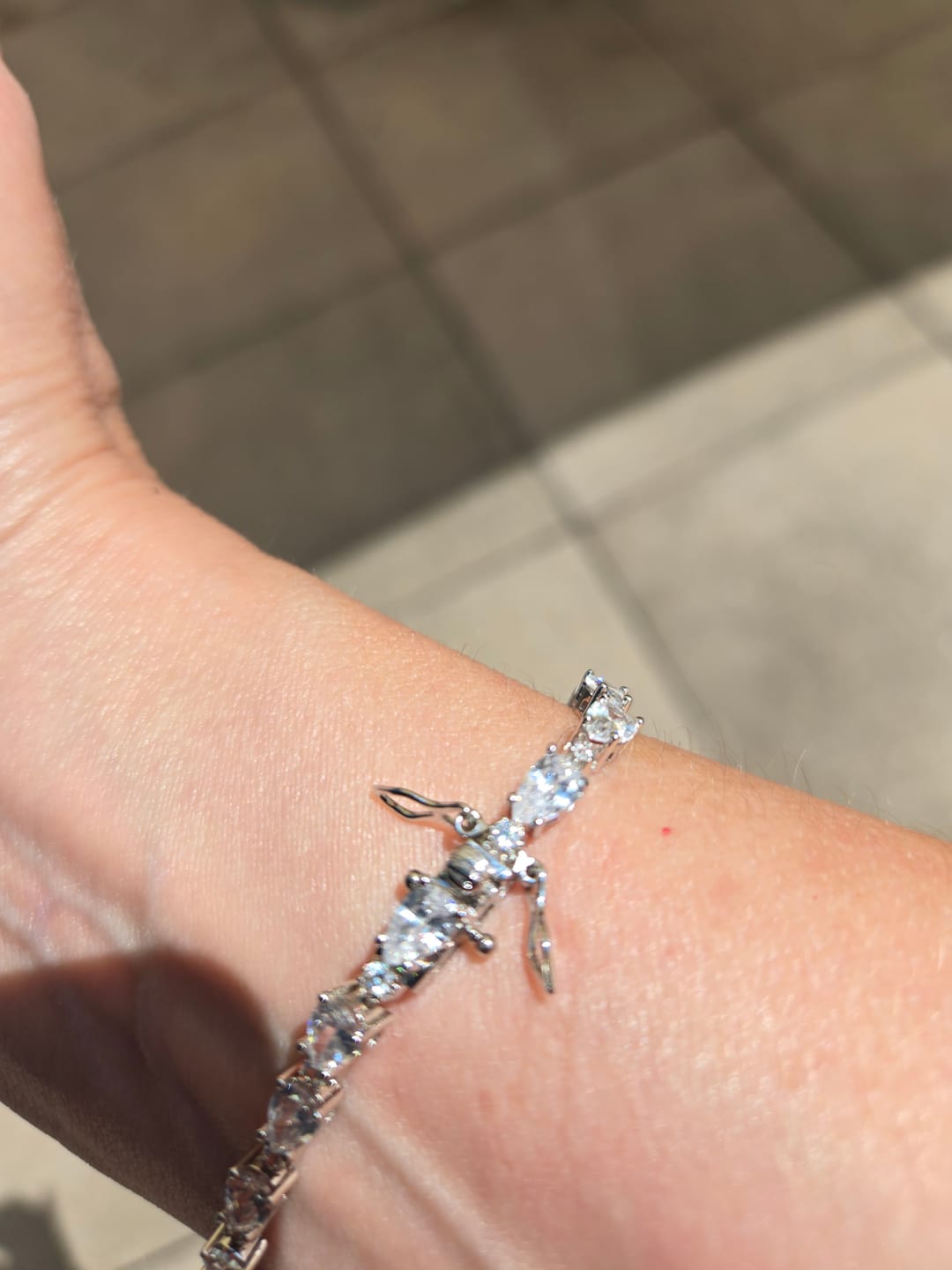 Customer photo review of Katelynn 18k White Gold Plated Tennis Bracelet with Simulated Diamond Crystals