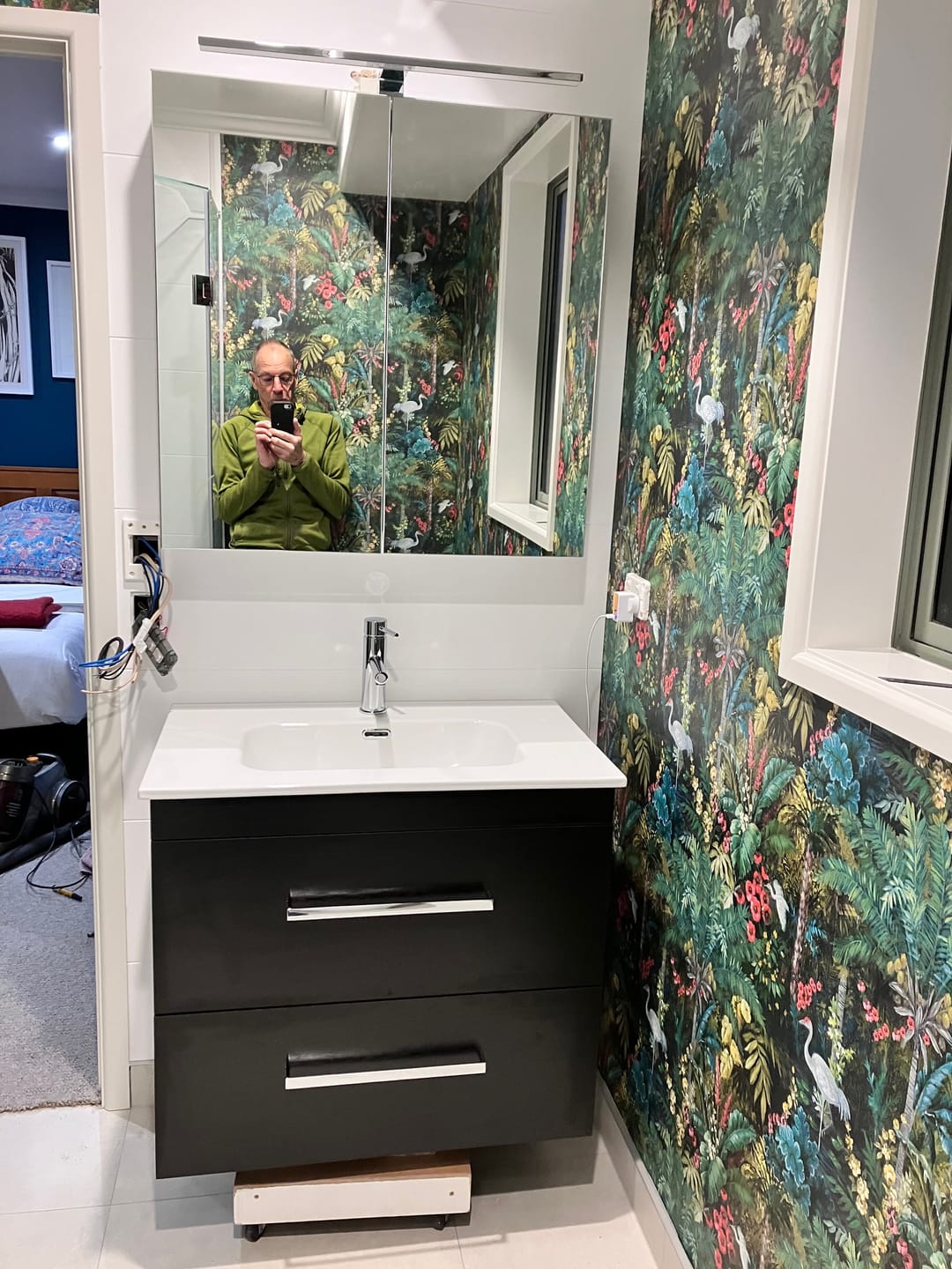 Customer photo review of Masoala - Tropical Wallpaper With Cranes - Black