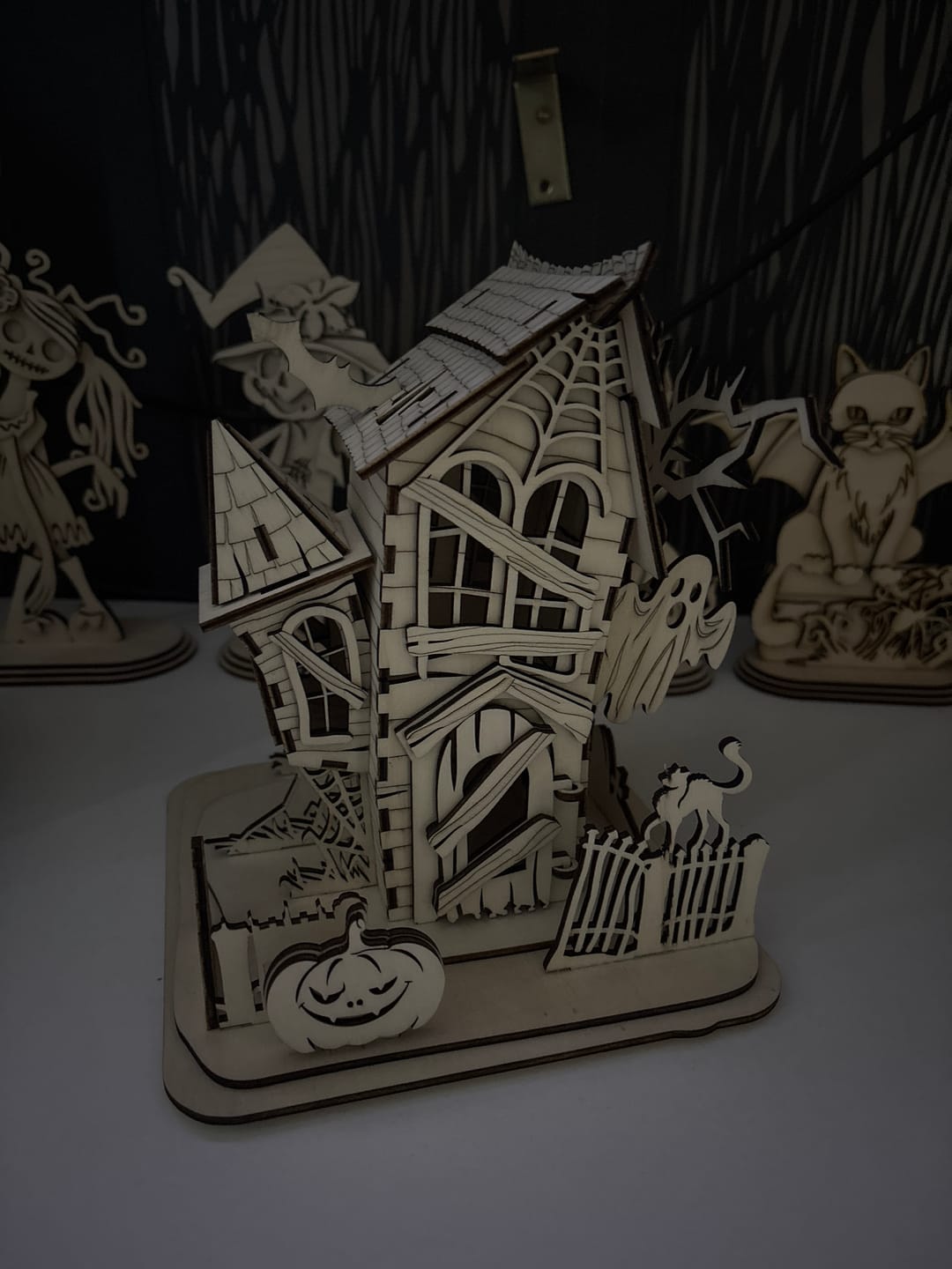 Customer photo review of Halloween house scene lamp laser cut svg file