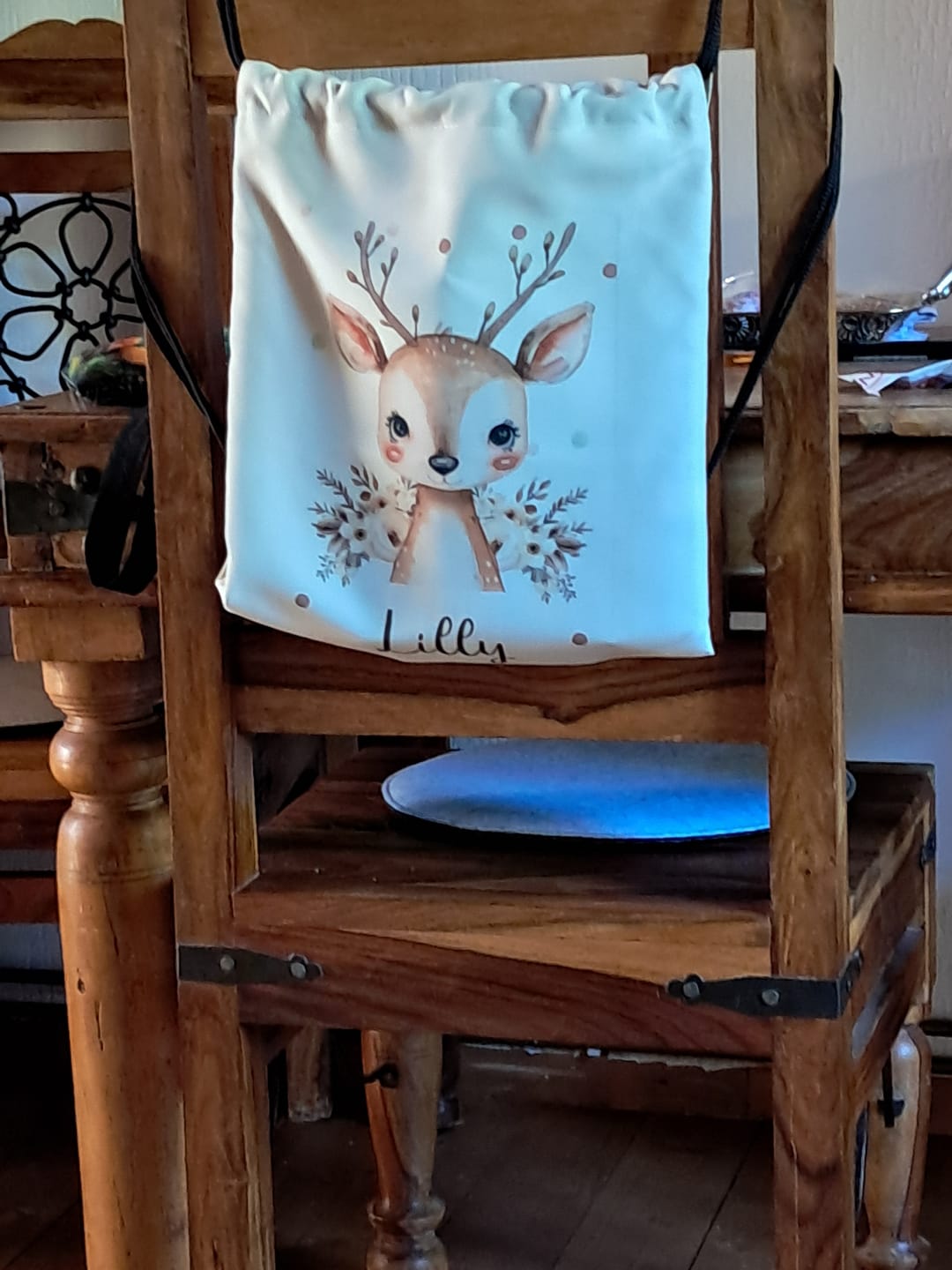 Customer photo review of Personalisierter Turnbeutel mit Namen - Baby Reh