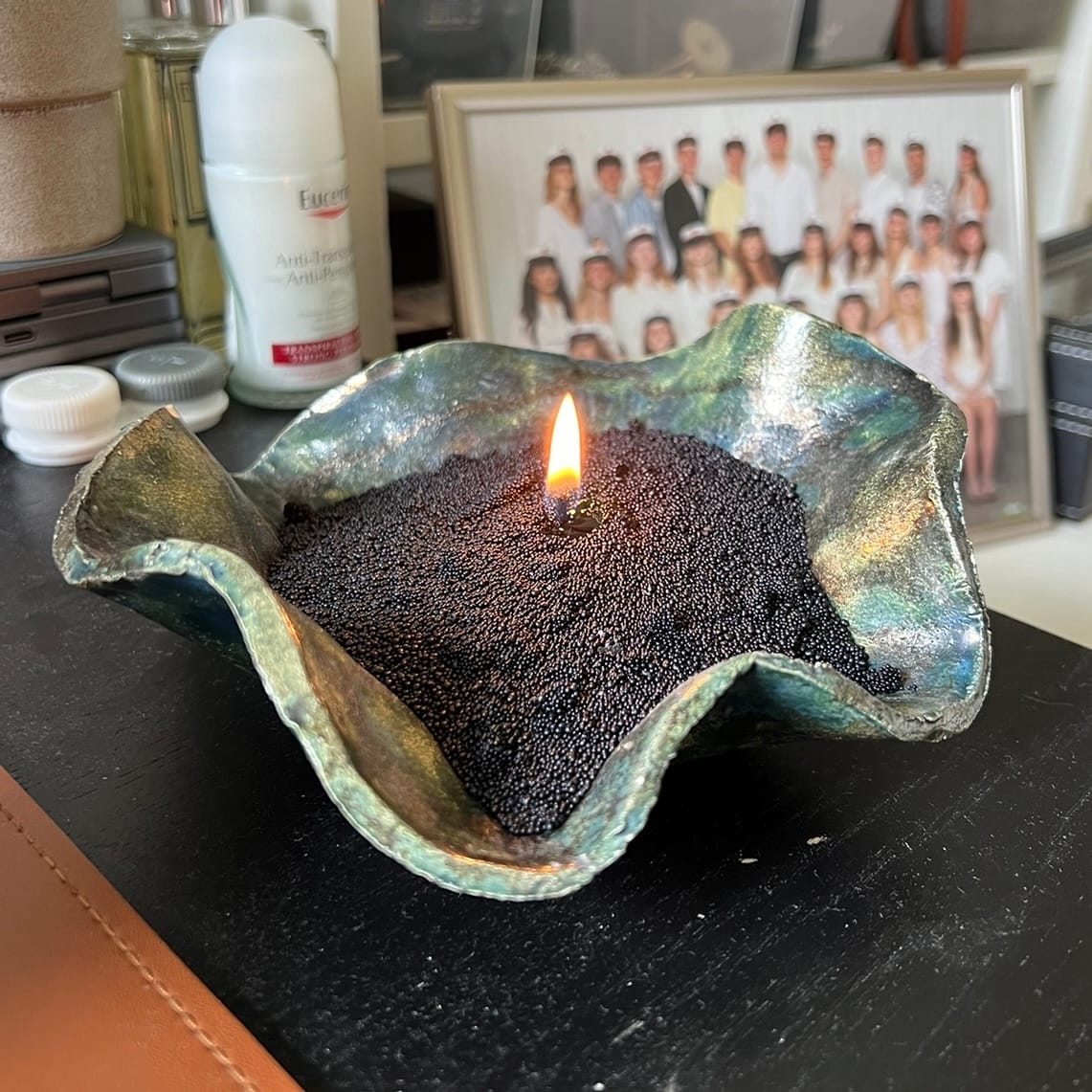 Customer photo review of Pearl Light Sand Candle