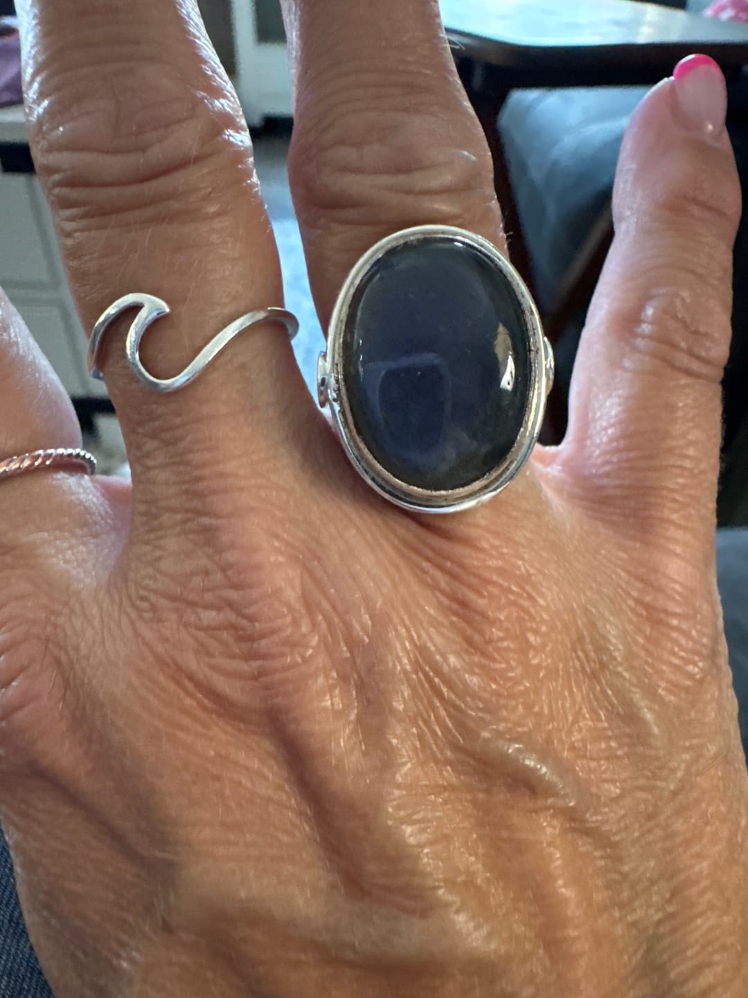 Customer photo review of Labradorite Leaf Ring Sterling Silver