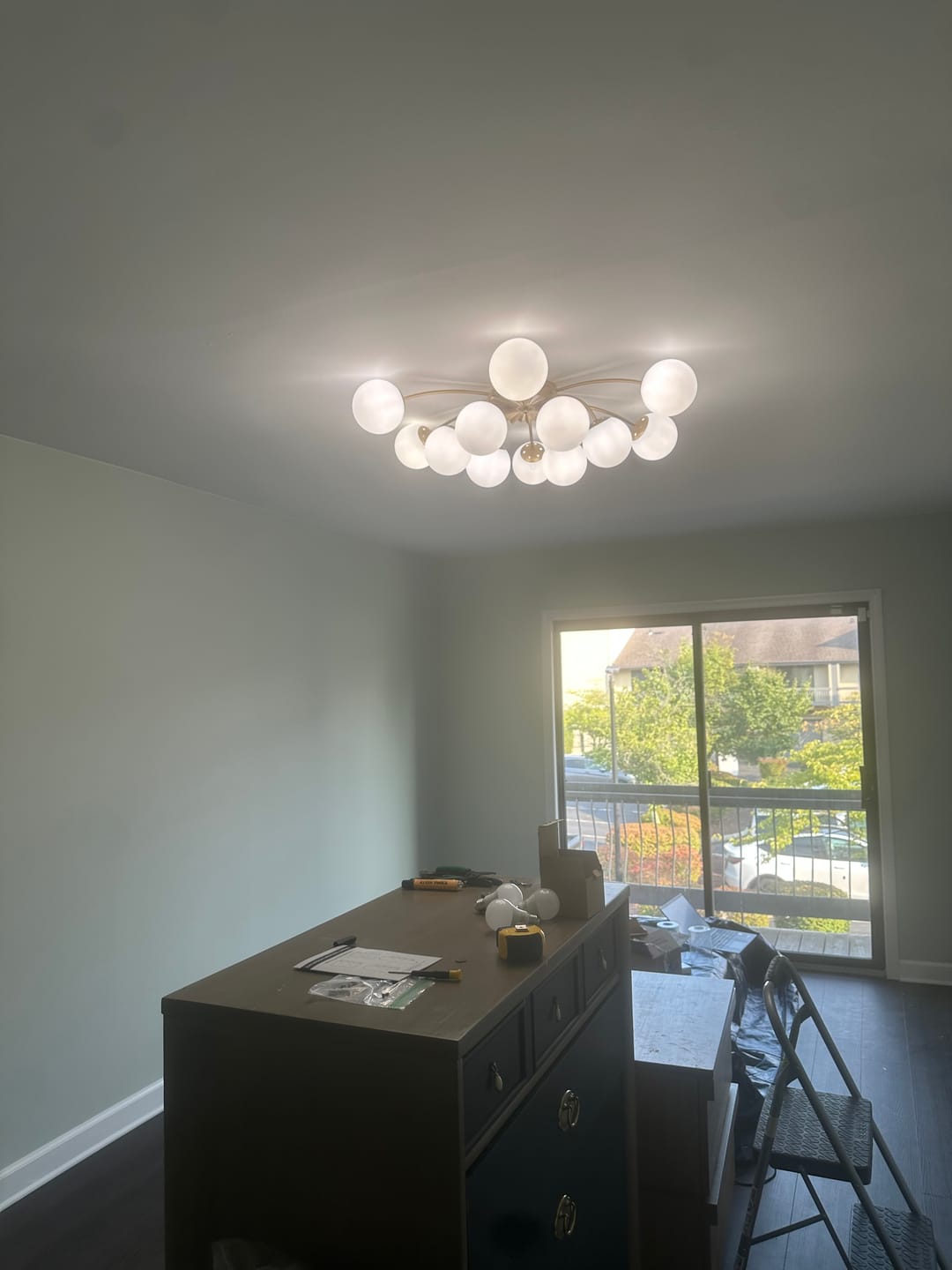 Customer photo review of Blossom 12-Light Opal Glass Bubble Semi Flush Chandelier