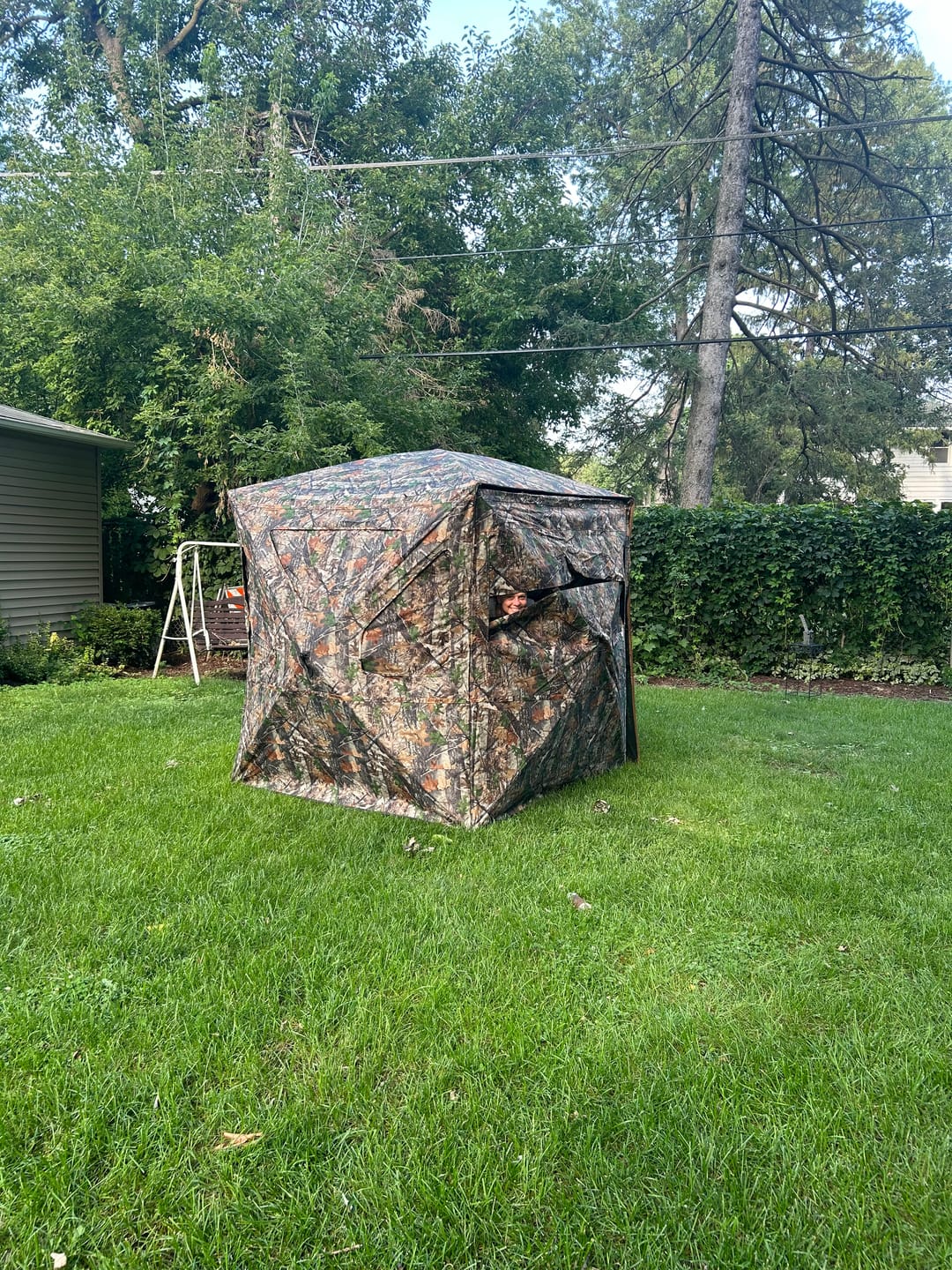 Customer photo review of Vis360 3-4 Person See Through Silent 4 Full Panels Deer Hunting Blind