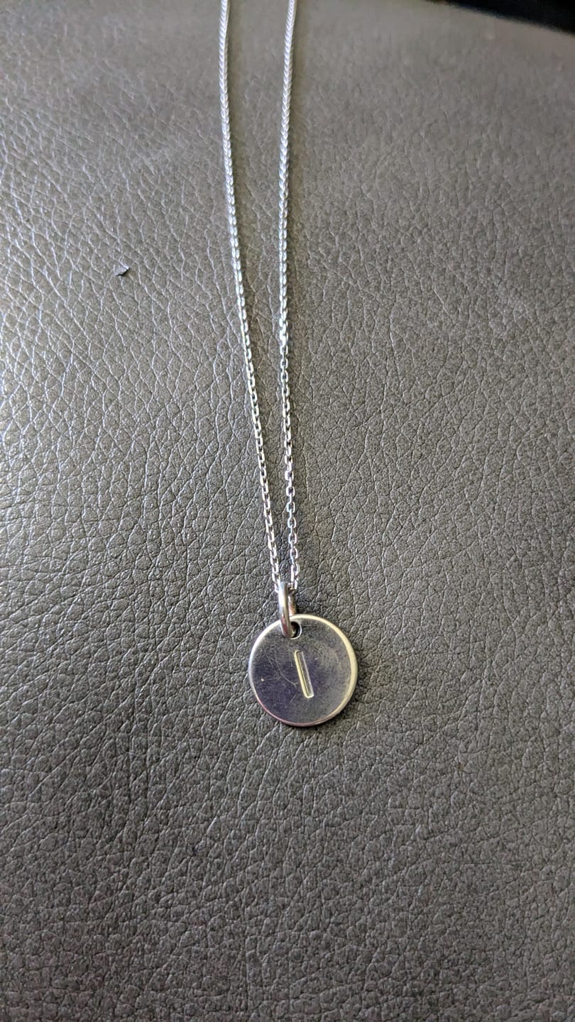 Customer photo review of Summer Collection 18k White Gold Plated Engraved Initial Letter Pendant Necklace