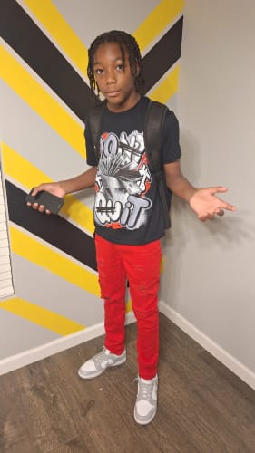 Customer photo review of Fire Red 9s DopeSkill T-Shirt Don't Quit Graphic