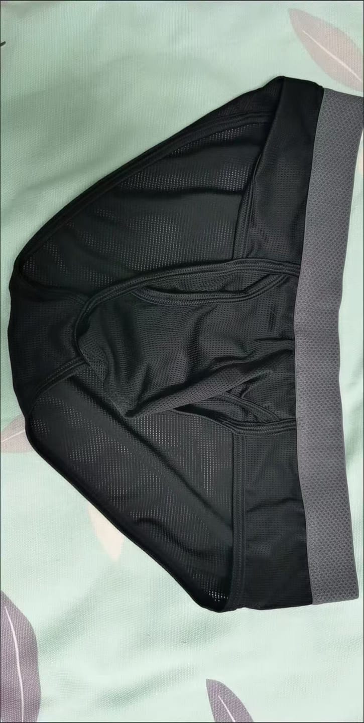 Customer photo review of 3 Pack Men's Ultra-Soft Breathable Mesh Ice Silk Briefs