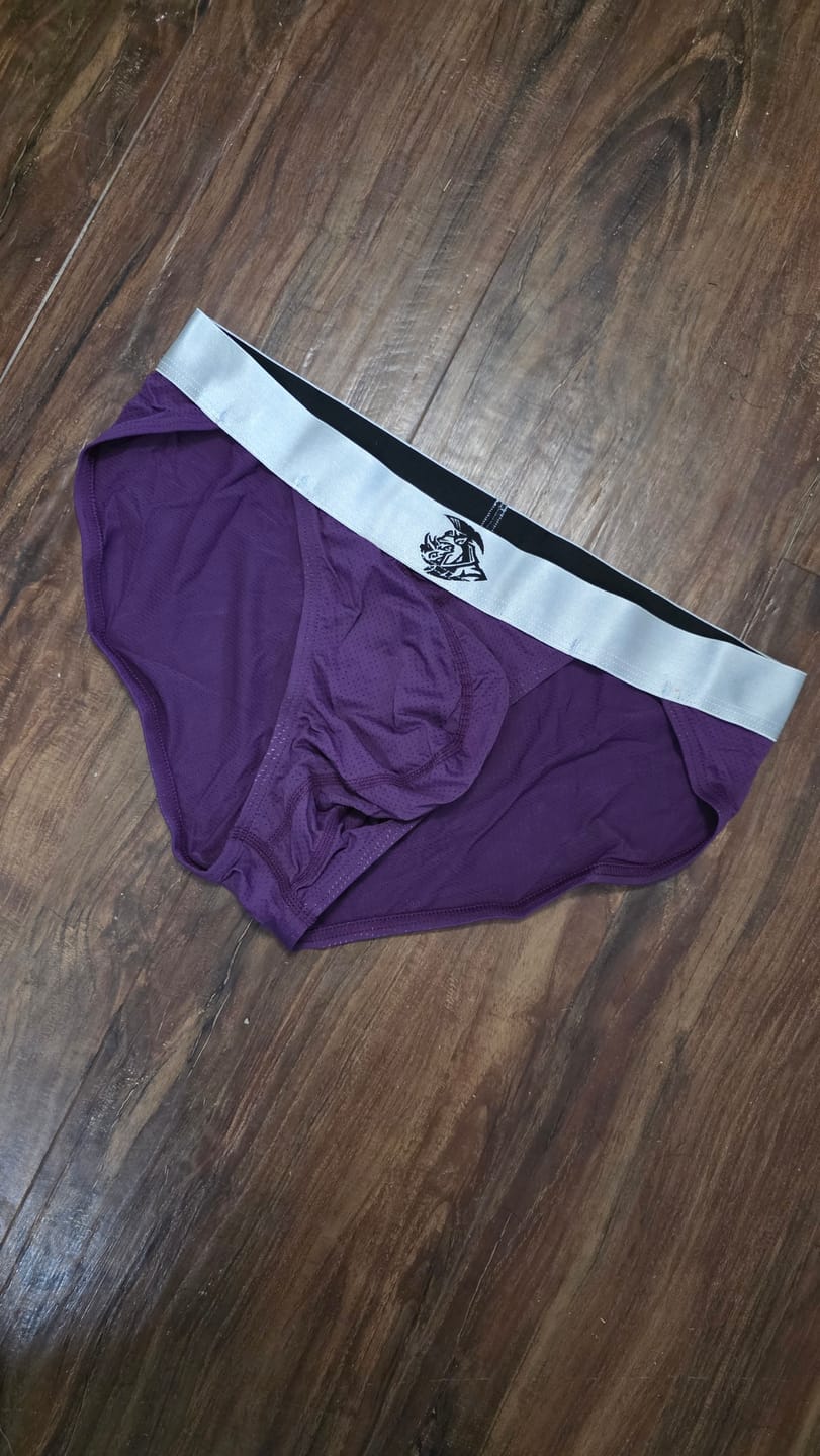 Customer photo review of Nylon 0in Mesh Bikini Briefs No Fly 4pk Black/Blue/Gray/Wineberry