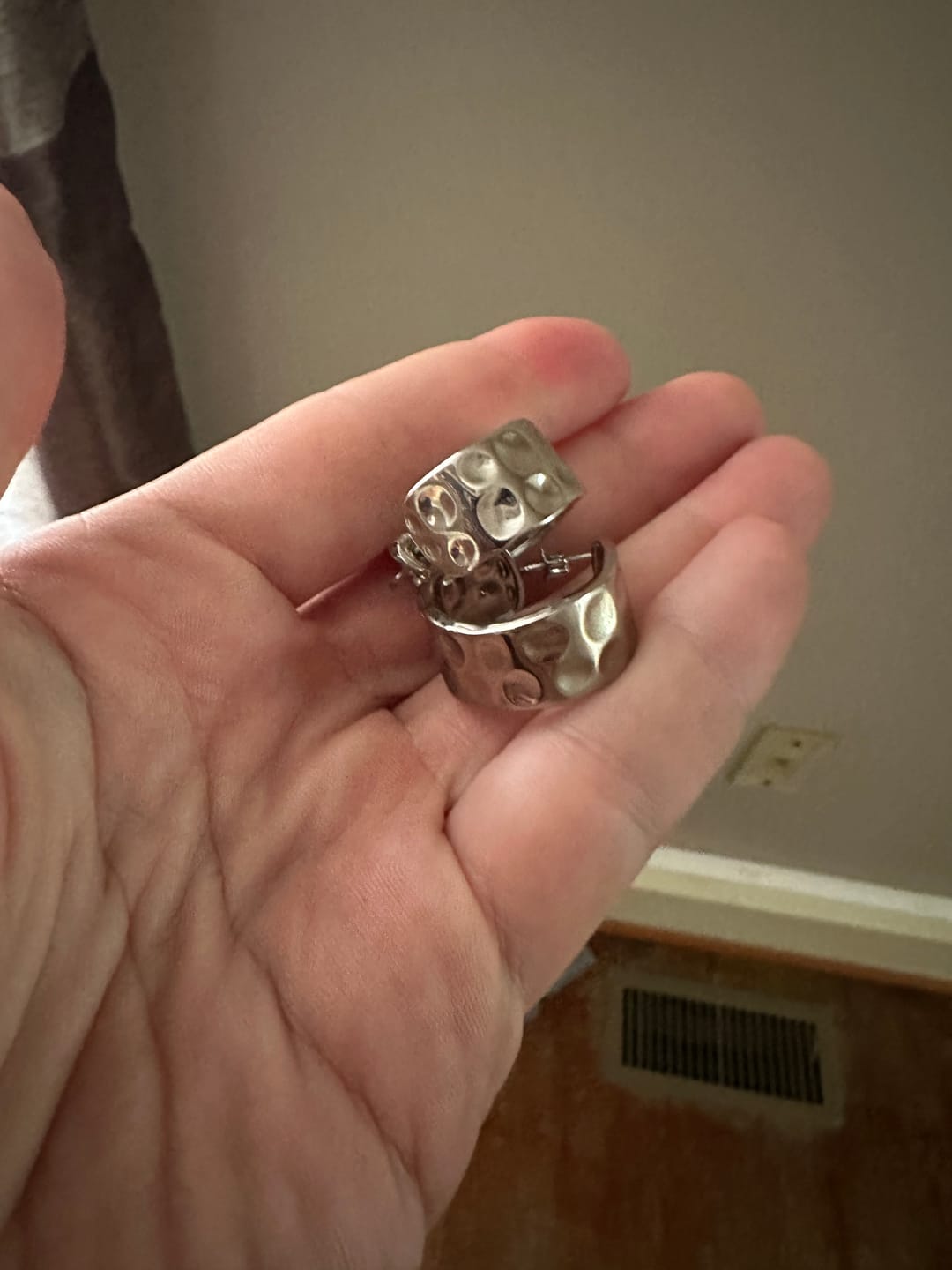 Customer photo review of Letty 18k White Gold Plated 21mm Half Hoop Earrings