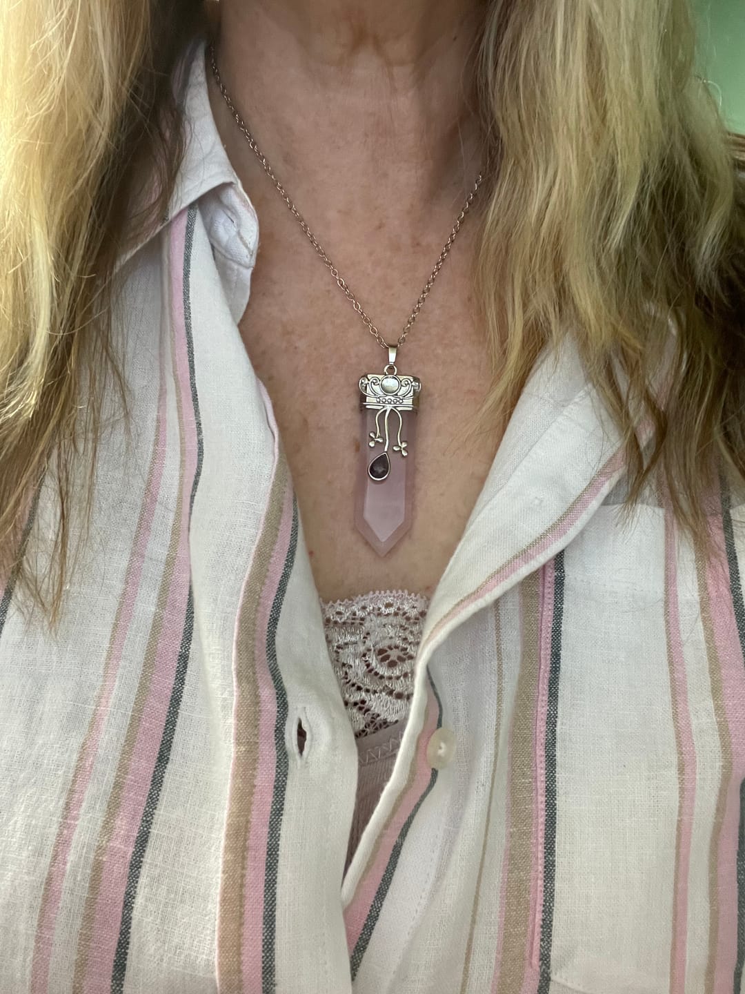Customer photo review of Goddess Protection Necklace