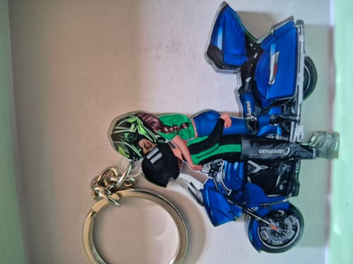 Customer photo review of Kissing Doll Motorcycle Couple - Personalized Keychain