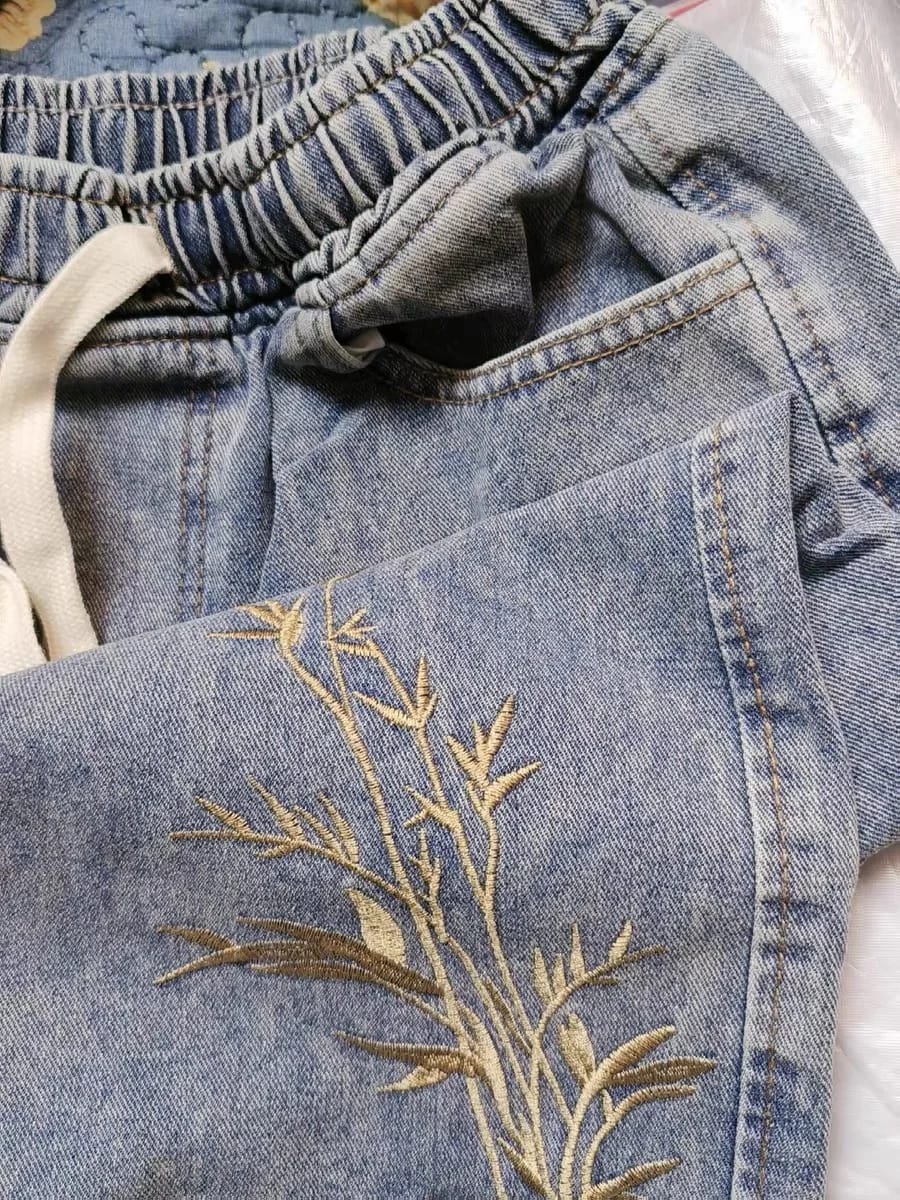 Customer photo review of Embroidered Denim Shorts